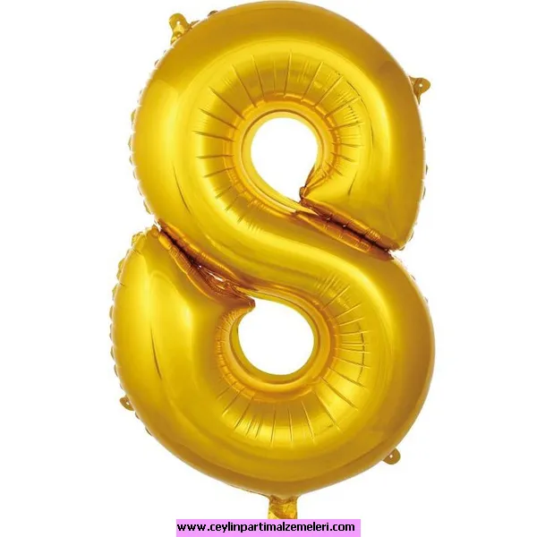 8 Rakam Gold Folyo Balon